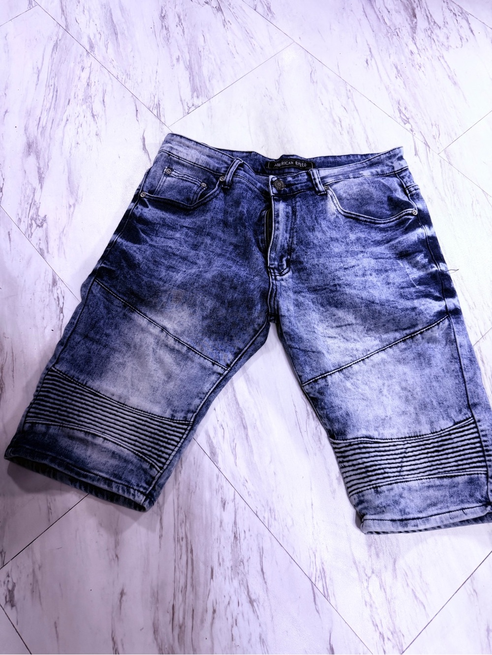 American Eagle Light Blue Washed Denim Jean Shorts for Men